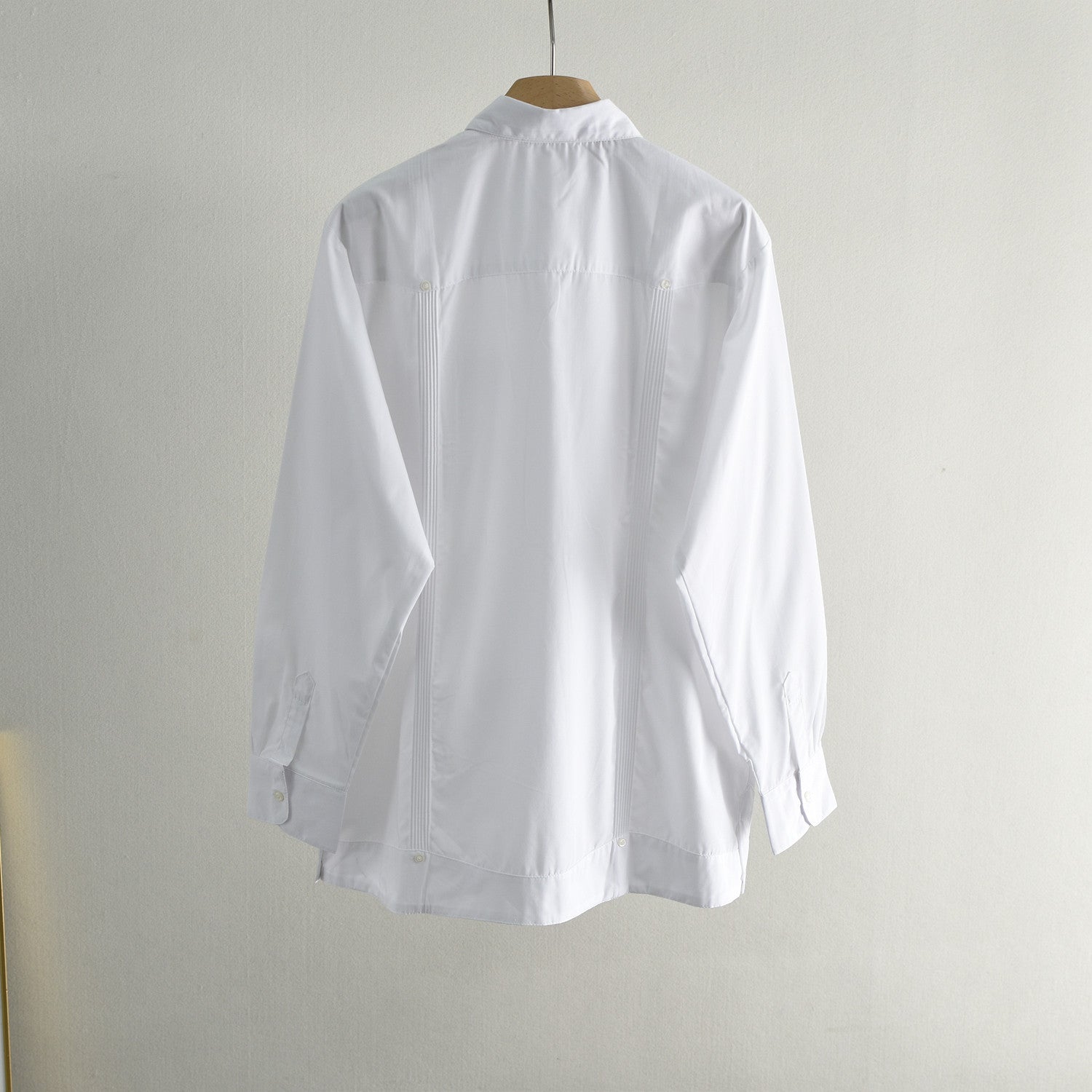 White Patchwork Casual Shirt - Slim Fit Long Sleeve Men's Top, Sizes M-XL