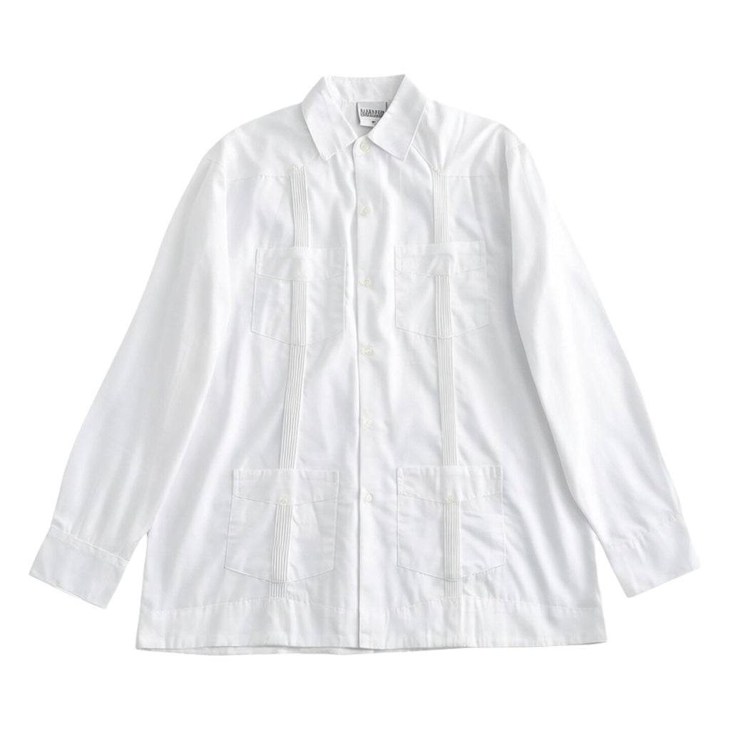 White Patchwork Casual Shirt - Slim Fit Long Sleeve Men's Top, Sizes M-XL
