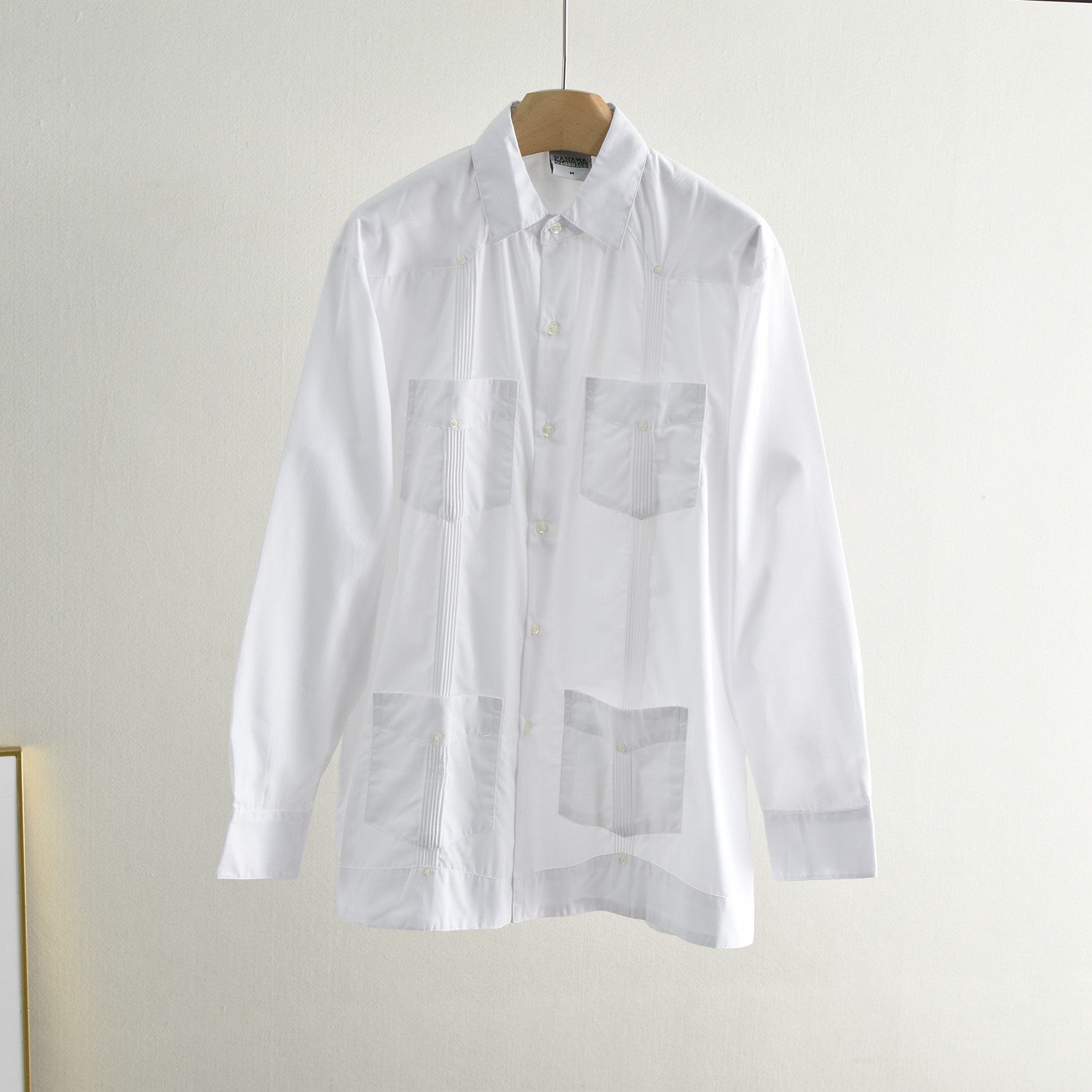 White Patchwork Casual Shirt - Slim Fit Long Sleeve Men's Top, Sizes M-XL